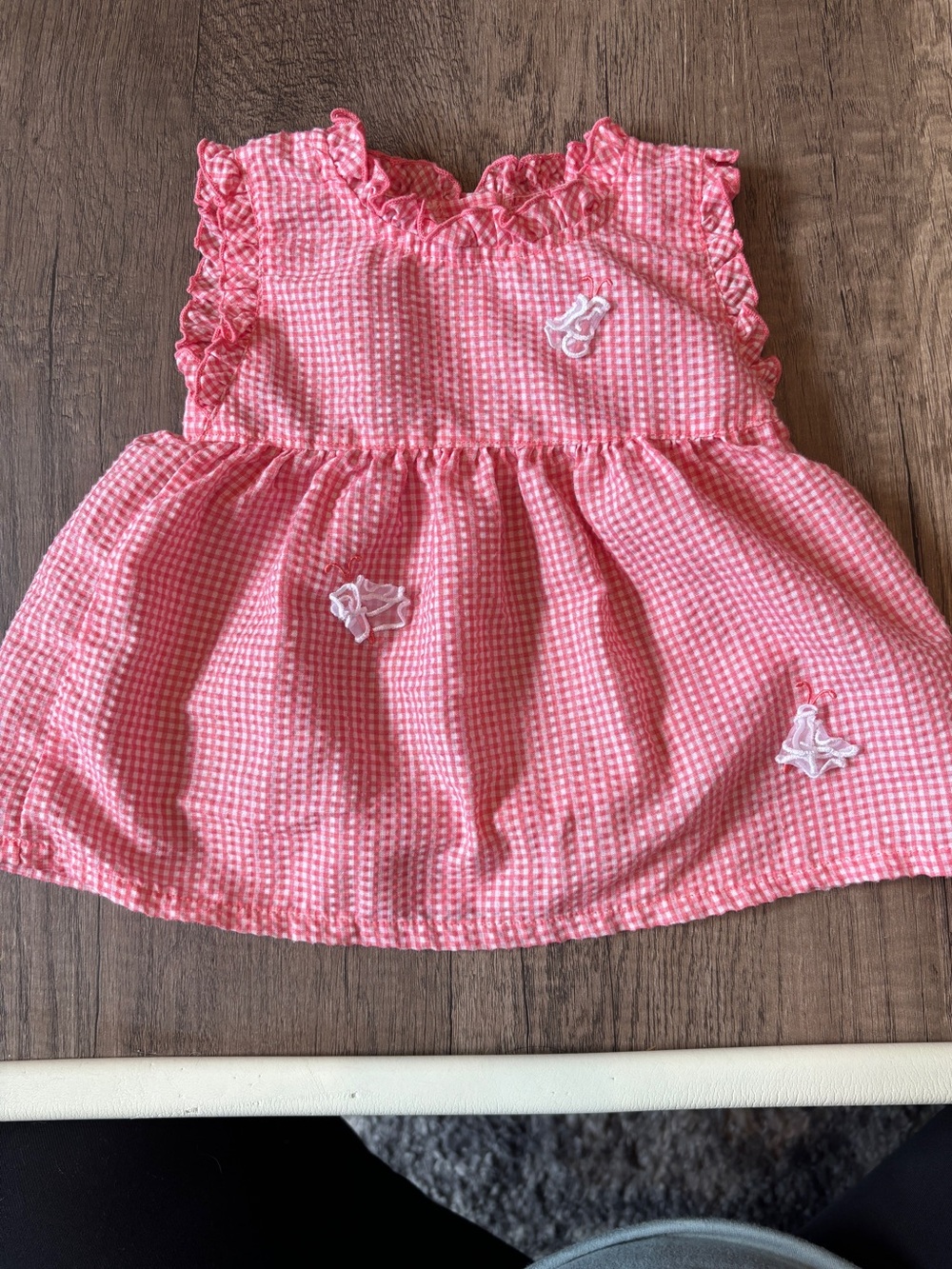 Vintage 90s 2000 Y2K Baby Girl Dress Gingham Butterflies Pink Girly Frills 0-6M